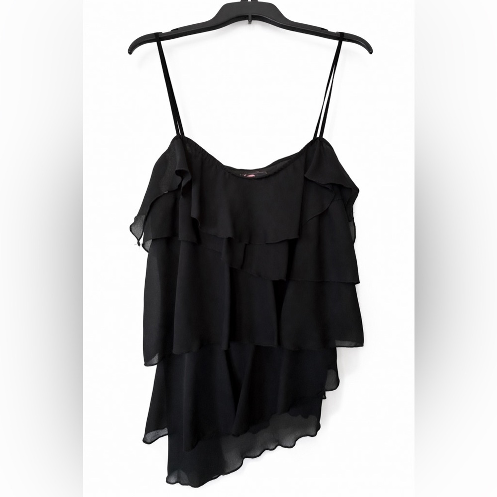 Rampage Camisole Black ruffles asymmetrical size XL cami